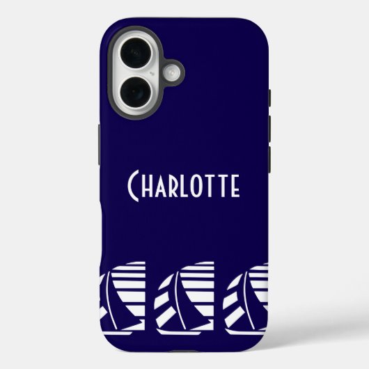 Editeable Nautical Racing Boats Blue White Case-Mate iPhone Hülle (Rückseite)