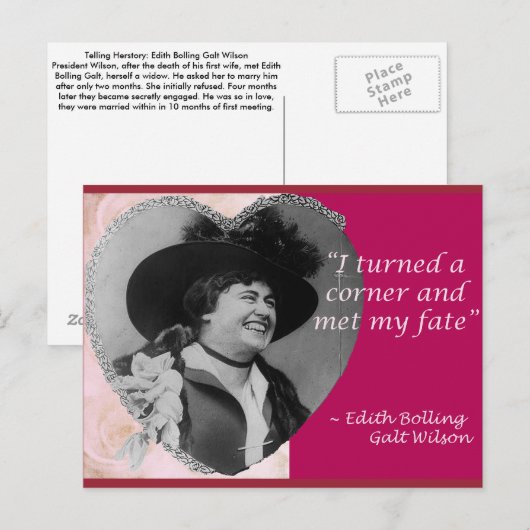 Edith Bolling Galt - Schicksal Postkarte (Vorne/Hinten)