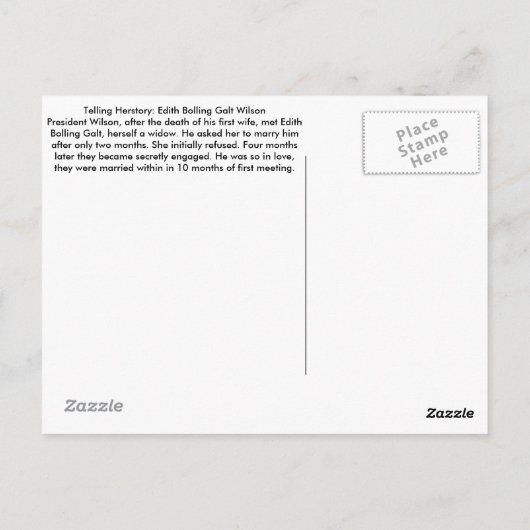 Edith Bolling Galt - Schicksal Postkarte (Rückseite)