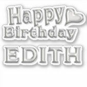 Edith Happy Birthday silver Aufkleber Sticker (Vorderseite)