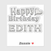 Edith Happy Birthday silver Aufkleber Sticker (Blatt)