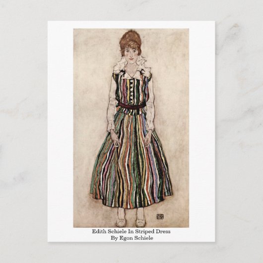 Edith Schiele in Strickkleid von Egon Schiele Postkarte (Vorderseite)