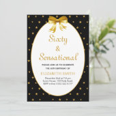 Editierbar 60 und sensationell mit goldenen Sterne Einladung (Stehend Vorderseite)