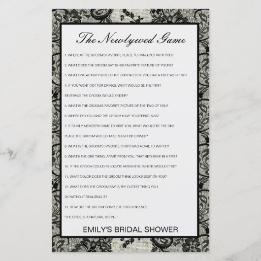 Editierbar das neu verheiratete Spiel, wer kennt e (Vorderseite)