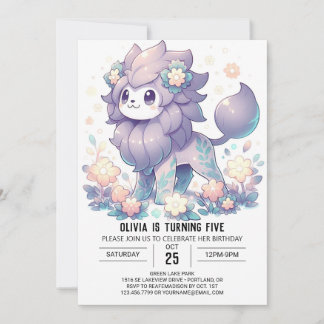 Editierbar Floral Lion Digital Geburtstag Einladung