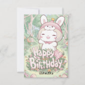 Editierbar Fluffy Bunny Digital Geburtstag Karte (Vorderseite)