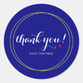 Editierbar Minimalistisch Thankyou Script Navy Blu Runder Aufkleber (Vorderseite)