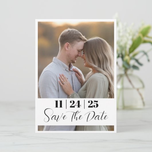 Editierbar Modern kühl Save the Date mit großem Fo (Stehend Vorderseite)