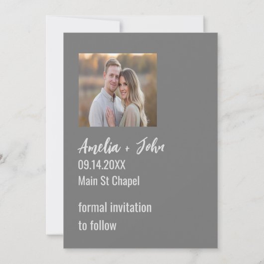 Editierbar Modern kühl Save the Date mit großem Fo (Rückseite)