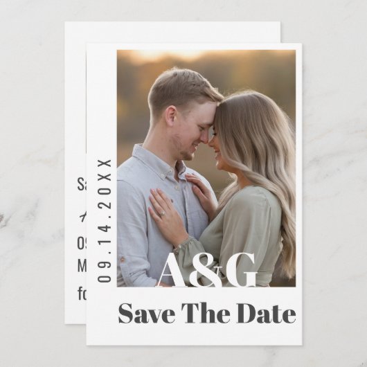 Editierbar Modern kühl Save the Date mit großem Fo (Vorne/Hinten)