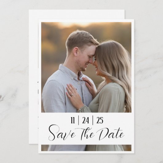 Editierbar Modern kühl Save the Date mit großem Fo (Vorne/Hinten)