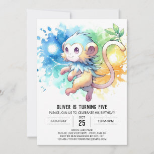 Editierbar Modern Monkey Birthday Einladung