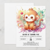 Editierbar Modern Monkey Birthday Einladung (Vorne/Hinten)