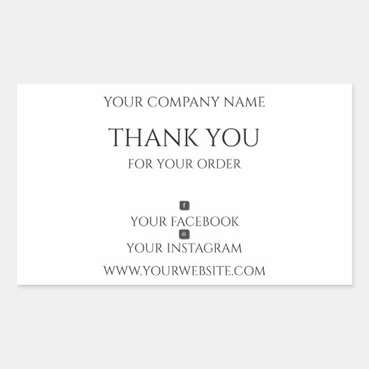 Editierbar, modern, vielen Dank für Ihre Bestellun Rechteckiger Aufkleber (Vorderseite)