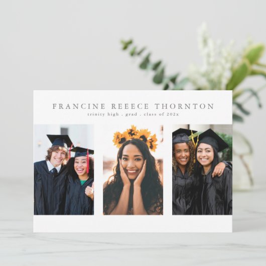 Editierbar Multi Foto High School Abschluss Ankündigung (Stehend Vorderseite)