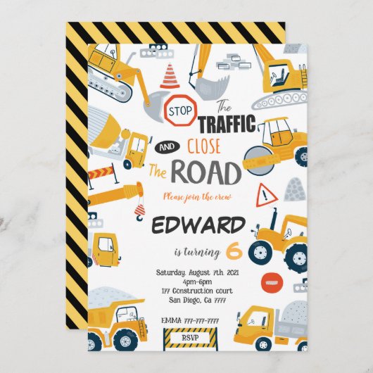 Editierbar Nah die Straßenbaueinladung Einladung (Vorne/Hinten)