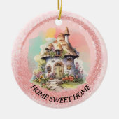 Editierbar Niedlich Fairy House Zuhause Sweet Zuha Keramik Ornament (Vorne)