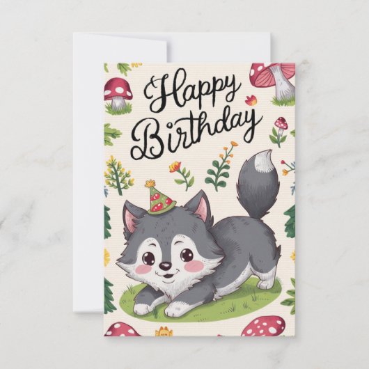 Editierbar Simple Wolf Digital Geburtstag Karte (Vorderseite)