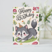 Editierbar Simple Wolf Digital Geburtstag Karte (Stehend Vorderseite)