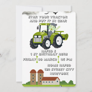 Editierbar Start Ihres Traktors 1. Geburtstag anim Save The Date