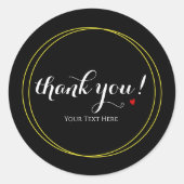 Editierbar Thankyou Simple White Script Black Runder Aufkleber (Vorderseite)