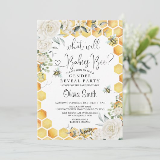 Editierbar, was Babys ein Party zur Aufdeckung der Einladung (Stehend Vorderseite)