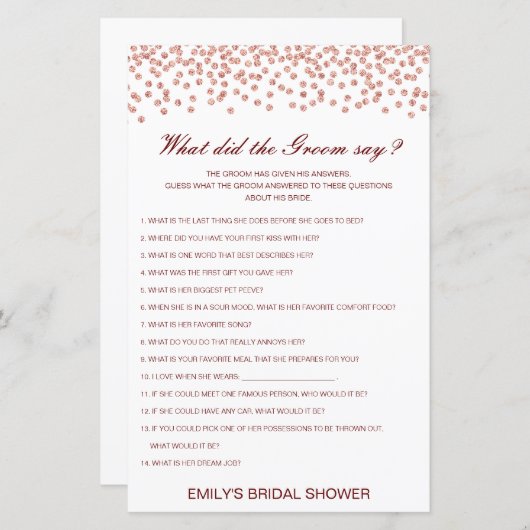 Editierbar, was der Groom gesagt hat (Vorne/Hinten)