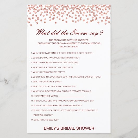 Editierbar, was der Groom gesagt hat (Vorderseite)