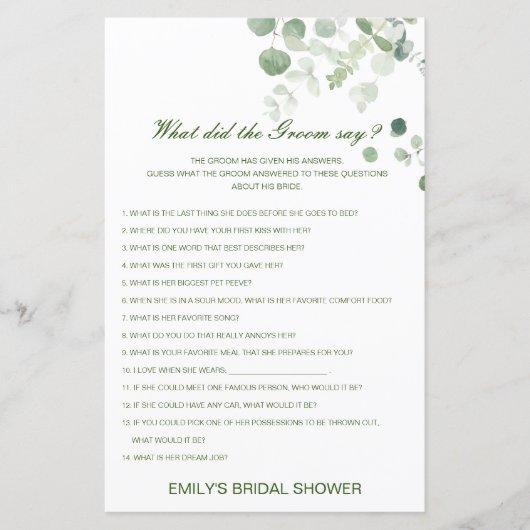 Editierbar, was der Groom gesagt hat (Vorderseite)