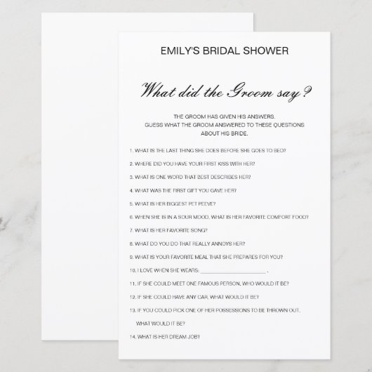 Editierbar, was der Groom gesagt hat (Vorne/Hinten)