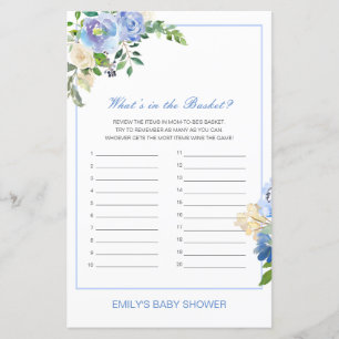 Editierbar Was ist im Basket Baby Shower Game?