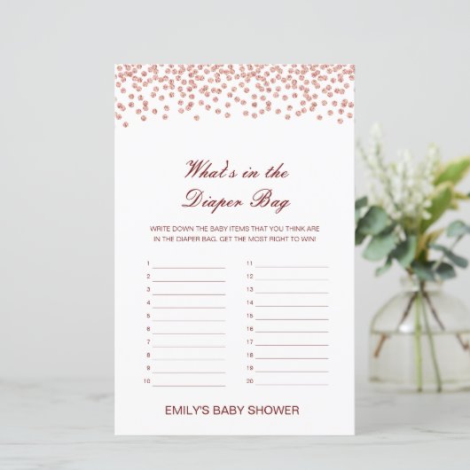 Editierbar Was ist im Windelbeutel Baby Shower Gam (Stehend Vorderseite)