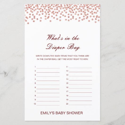 Editierbar Was ist im Windelbeutel Baby Shower Gam (Vorderseite)