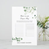 Editierbar Was ist im Windelbeutel Baby Shower Gam (Stehend Vorderseite)