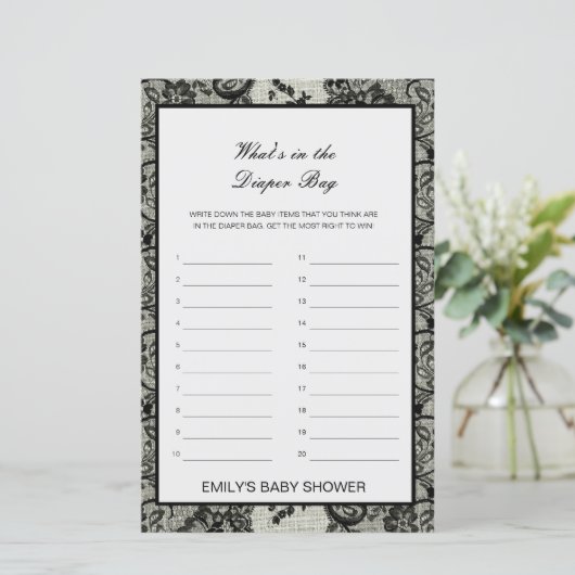 Editierbar Was ist im Windelbeutel Baby Shower Gam (Stehend Vorderseite)