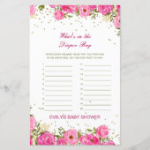 Editierbar Was ist im Windelbeutel Baby Shower Gam (Vorderseite)