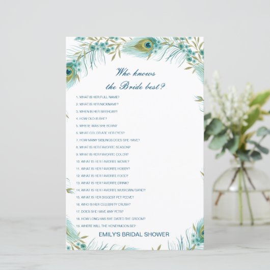 Editierbar wer Bride Best Brautparty Game kennt (Stehend Vorderseite)