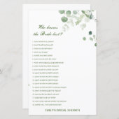 Editierbar wer Bride Best Brautparty Game kennt (Vorne/Hinten)