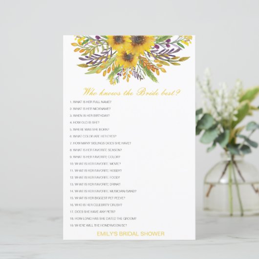 Editierbar wer Bride Best Brautparty Game kennt (Stehend Vorderseite)