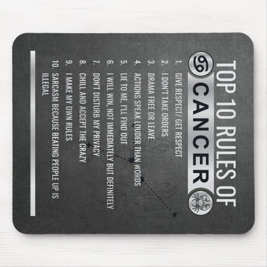 Editierbare 12 Zodiac-Zeichen - Top 10 Regeln Maus Mousepad (Vorne)