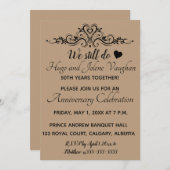 Editierbare alte Mode Herzdesign Jubiläum Einladung (Vorne/Hinten)