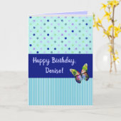 Editierbare Aquapunkte und Streifen mit Schmetterl Karte (Gelbe Blume)