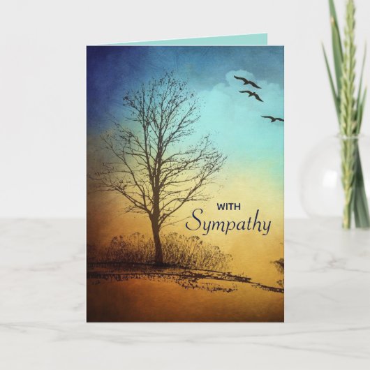 Editierbare Aquarellbäume und Beileid für Vögel Karte (Vorderseite)