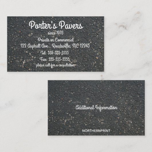 Editierbare Asphalt Pavers Visitenkarte (Vorne/Hinten)