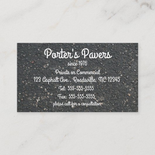 Editierbare Asphalt Pavers Visitenkarte (Vorderseite)
