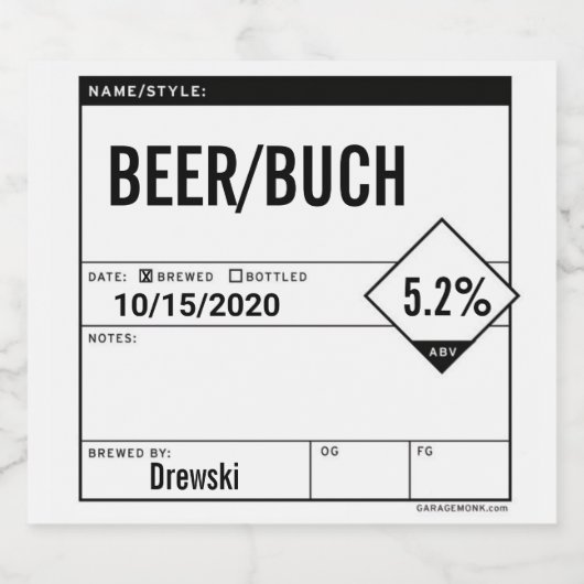 Editierbare Aufkleber für das Generikale Bierflasc (Einzelnes Label)