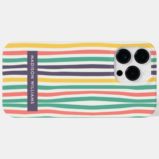 Editierbare Aufschrift Farbige Linien Minimalistis Case-Mate iPhone Hülle (Rückseite (Horizontal))