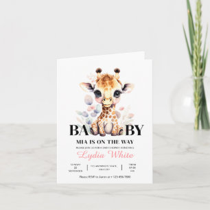 EDITIERBARE Baby-Party für Mädchen mit Giraffe Einladung