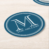 Editierbare Bar/Diner/Name Runde Monogramm Runder Pappuntersetzer (Angewinkelt)