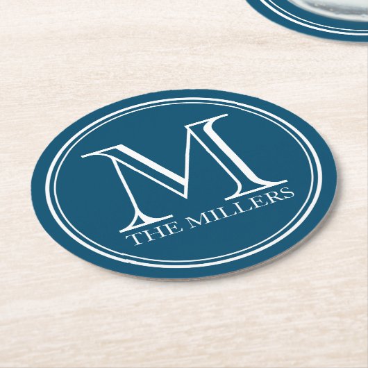 Editierbare Bar/Diner/Name Runde Monogramm Runder Pappuntersetzer (Angewinkelt)